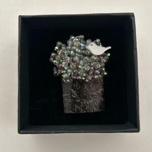 Brand New Handmade Crystal Bird in a Tree Pendant/Brooch